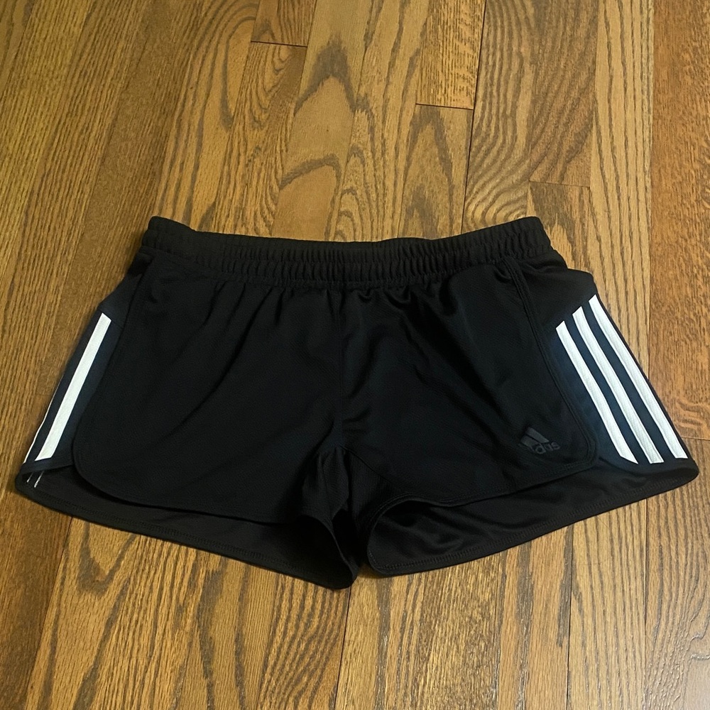 Adidas Women's Black Shorts with White Stripes